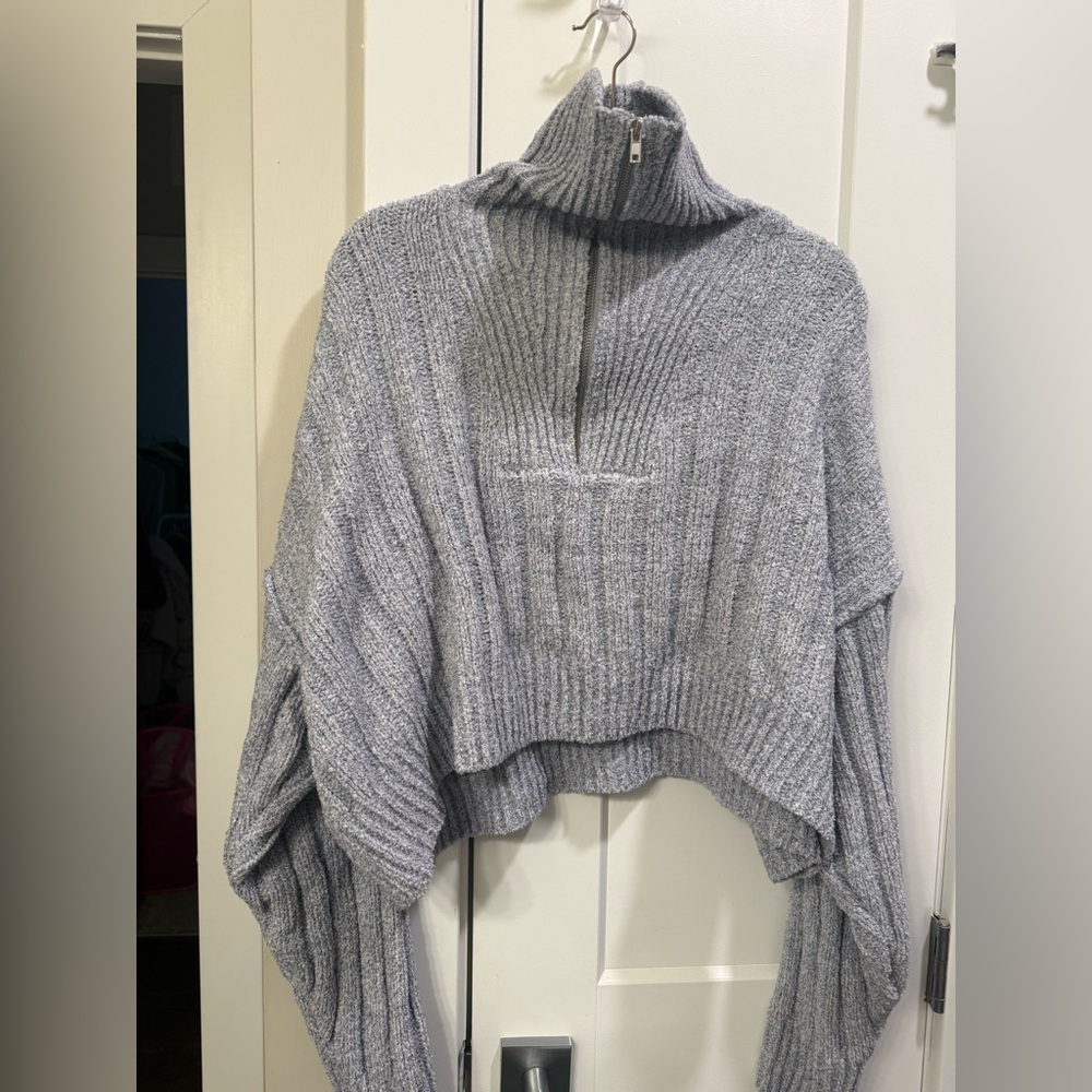 Forever 21 Light Light Blue Ribbed Cowl Neck Sweater - Picture 3 of 5